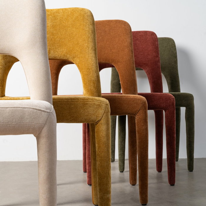 Silla Apilable Mostaza Tejido Salón 47 X 61 X 84 cm (Set de 4)