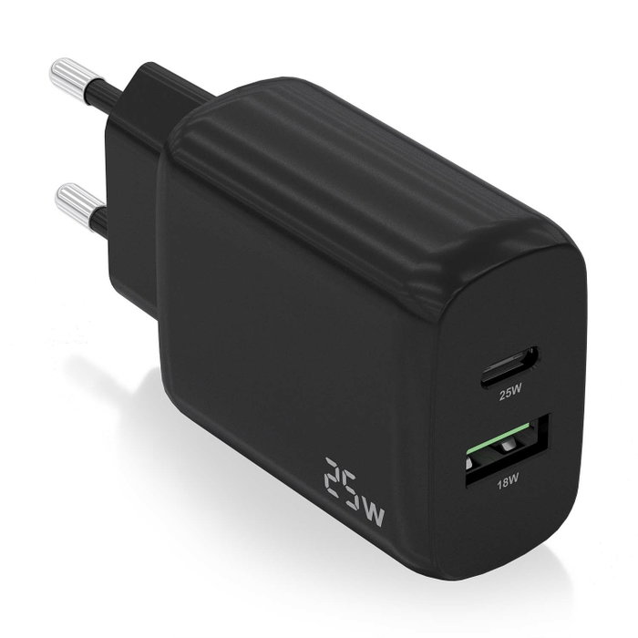 AISENS - CARGADOR 25W, 1xUSB-C PD3.0, 1xUSB-A QC3.0, NEGRO AISENS - CARGADOR 25W, 1xUSB-C PD3.0, 1xUSB-A QC3.0, NEGRO