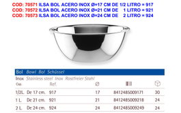 ILSA Bol de Acero Inoxidable Ø 21 cm de 1 Litro