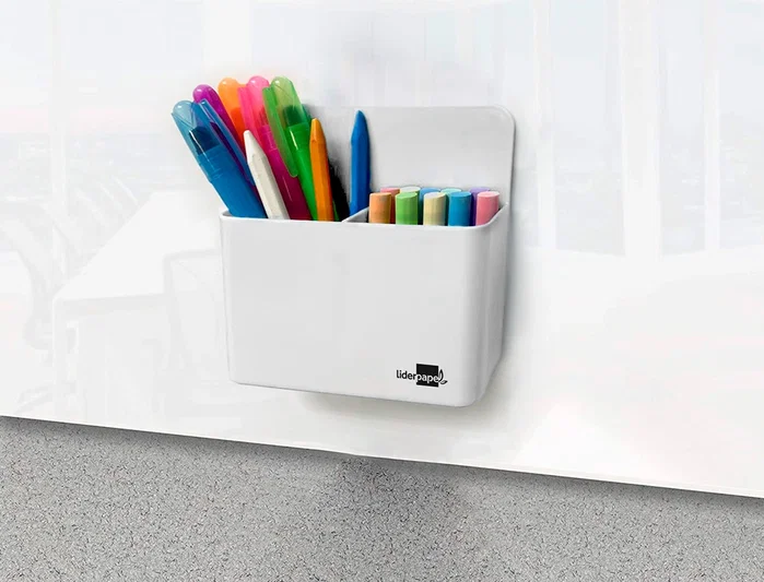 Liderpapel Cubilete Portalápices Blanco Opaco con Imán Magnético