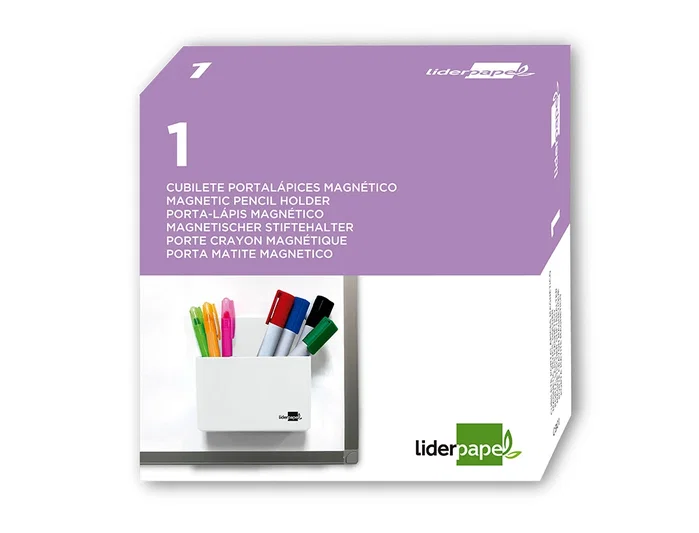Liderpapel Cubilete Portalápices Blanco Opaco con Imán Magnético