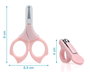 KioKids Set Manicura Bebé Rosa con Tijeras de Punta Redondeada y Cortaúñas +0 Meses