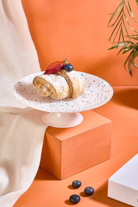 Hermia Plato para Servir Pasteles Vidrio 21 cm Blanco Punti 21
