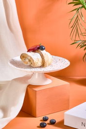 Hermia Plato para Servir Pasteles Vidrio 21 cm Blanco Punti 21