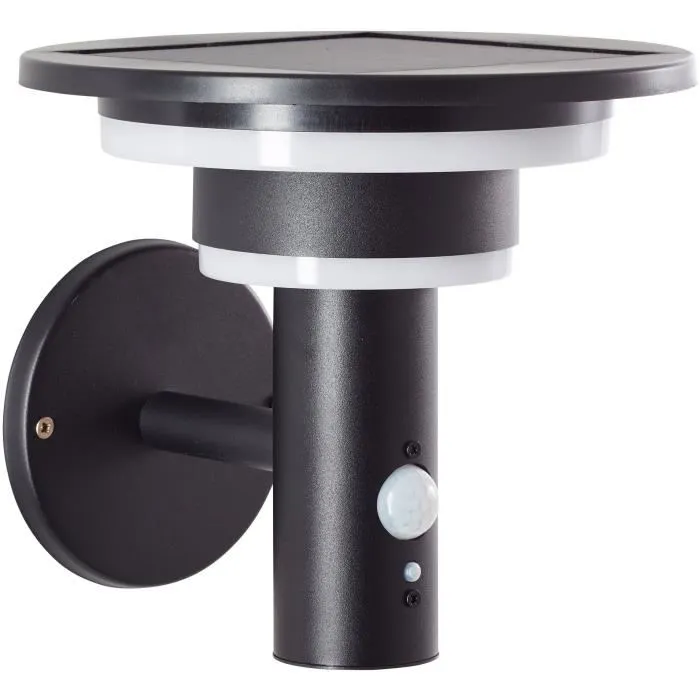 Brilliant BRI4004353437731 Aplique de Exterior LED Solar con Detector de Movimiento Acero Inoxidable Negro 4W