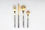 DKD Home Decor Juego de Cubertería 16 Piezas Inox Símil Mármol Dorado y Negro