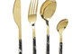 DKD Home Decor Juego de Cubertería 16 Piezas Inox Símil Mármol Dorado y Negro