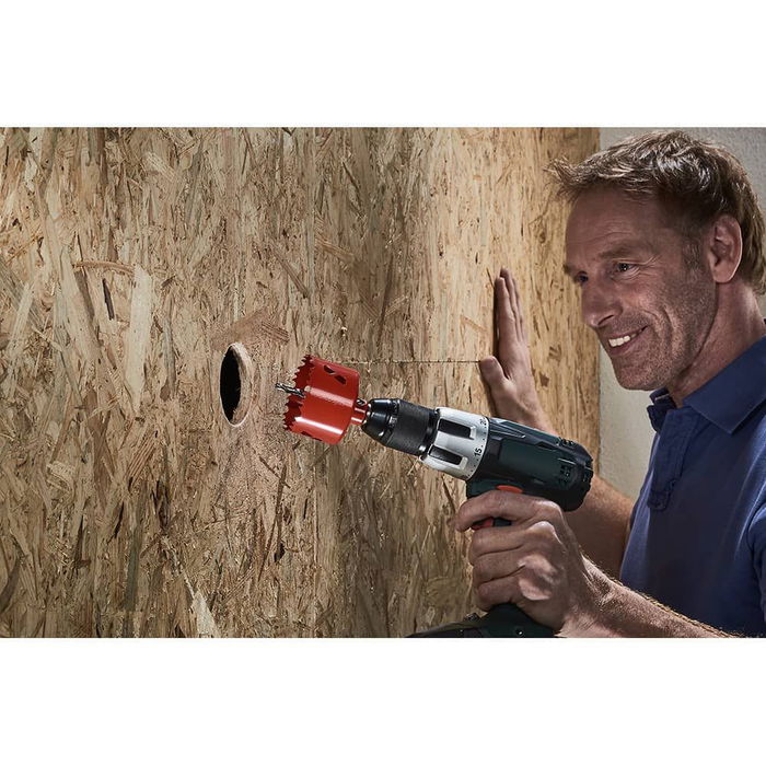 Wolfcraft Sierra de Corona Bimetal Ø127 mm con Broca Piloto HSS, Corte 40 mm, para Obra Seca, Madera y Plástico