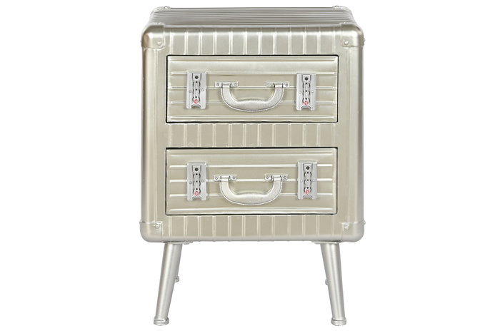 DKD Home Decor Mesita de Noche Vintage Plateado 39x63x46 cm