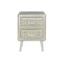 DKD Home Decor Mesita de Noche Plateada con 2 Cajones