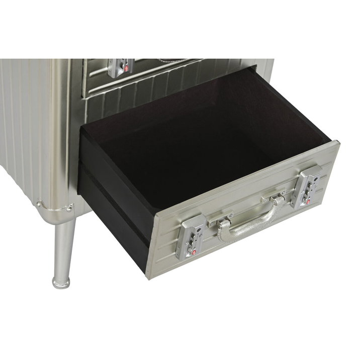 DKD Home Decor Mesita de Noche Plateada con 2 Cajones DKD Home Decor Mesita de Noche Plateada con 2 Cajones