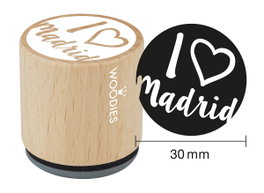 Woodies Sello de madera y caucho I love Madrid corazón 33x30mm