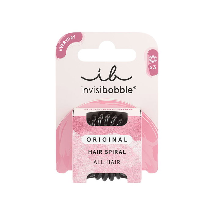 Invisibobble ORIGINAL Goma de Pelo 3 Unidades - Sujetador de Coleta sin Marcas, Resistente al Agua, Color True Black, para Mujer