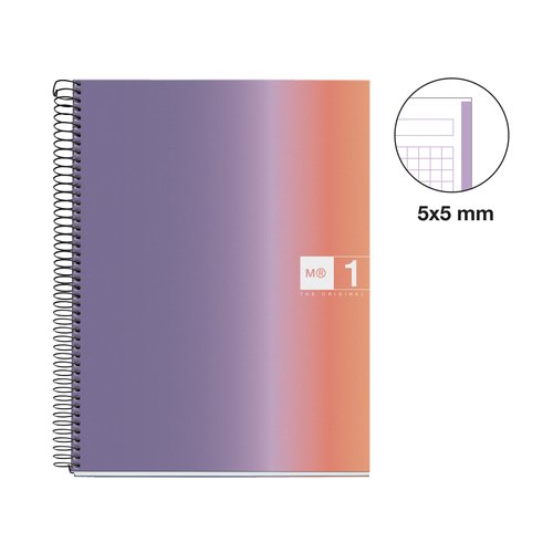 Miquelrius Cuaderno Espiral Aurora Provence DIN A4 80 Hojas 90g Cuadriculado 5mm