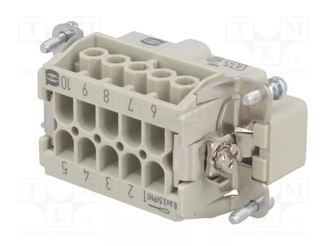 HARTING Han E® Conector de Plantilla de Contacto Macho 10 Pos.