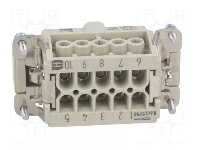HARTING Han E® Conector de Plantilla de Contacto Macho 10 Pos.