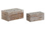 DKD Home Decor Joyero Indio Blanco Natural Mango Set de 2 Piezas 25.5 x 15 x 11 cm