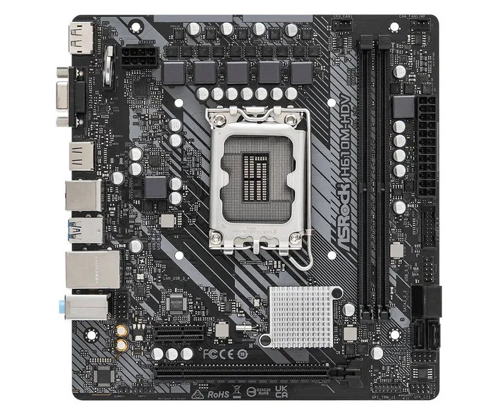 ASRock H610M-HDV - Placa Base Intel H610 Socket LGA 1700 micro-ATX con 2x DDR4, 4x SATA3, 2x USB 3.2, HDMI, DisplayPort, Gigabit Ethernet ASRock H610M-HDV - Placa Base Intel H610 Socket LGA 1700 micro-ATX con 2x DDR4, 4x SATA3, 2x USB 3.2, HDMI, DisplayPort, Gigabit Ethernet