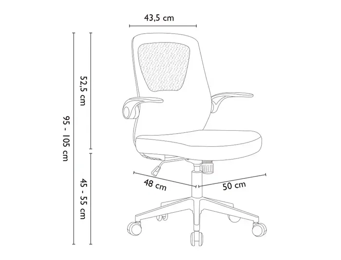 Q-connect Silla de Oficina Terni Malla Transpirable Ajustable, Gris/Negro, Altura Max 1050 mm