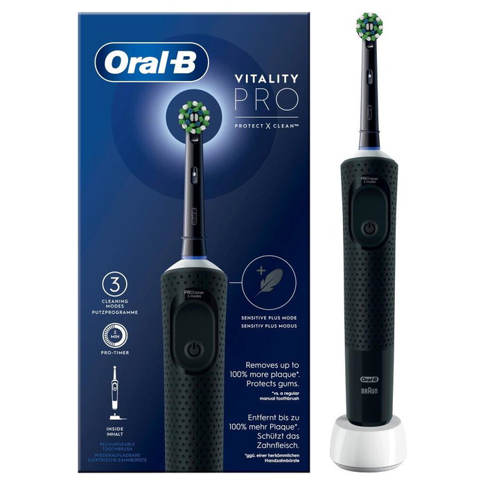 Oral-B Vitality Pro Cepillo de Dientes Eléctrico Negro, 1 Cabezal Oral-B Vitality Pro Cepillo de Dientes Eléctrico Negro, 1 Cabezal