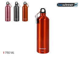 Bewinner Botella Sport de Aluminio 750 ml con Dimensiones 7 x 25 cm - Ideal para Deporte (12 Unidades)