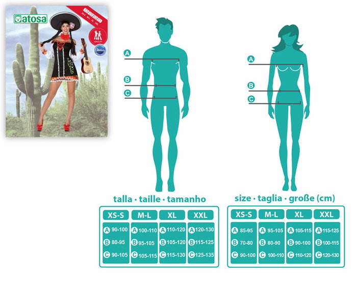 Disfraz Mariachi Mujer Adulto Vestido Corto XL