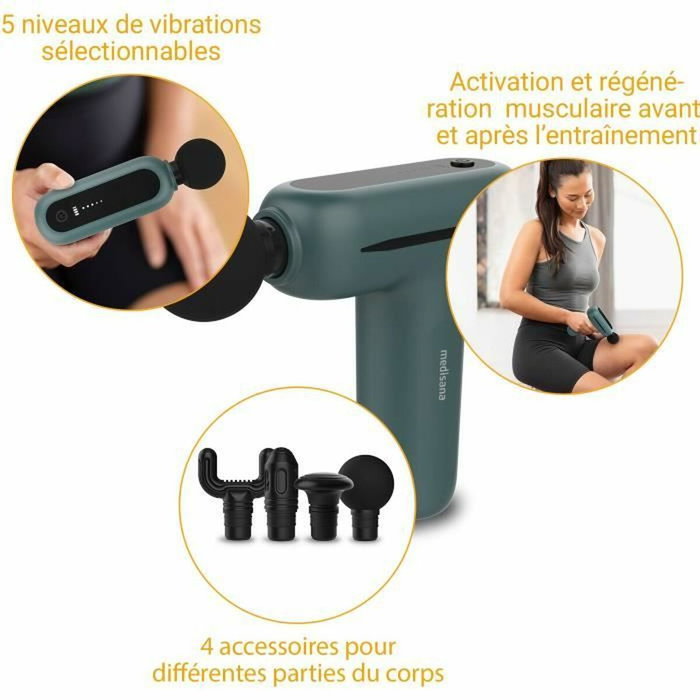 MEDISANA Mini Pistola Masaje MG 200 Gris/Verde