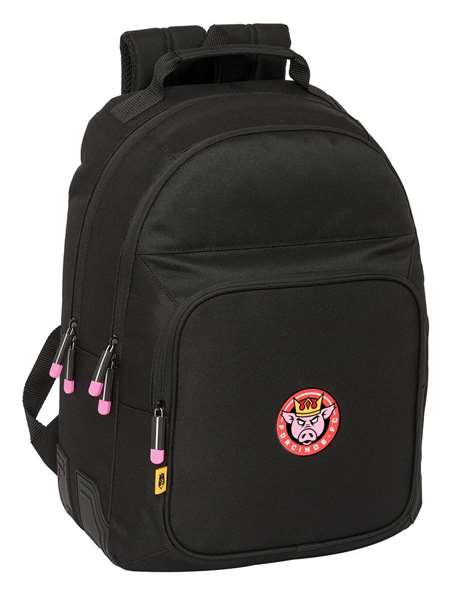 Mochila Escolar Kings League Porcinos Negro 32 x 42 x 15 cm