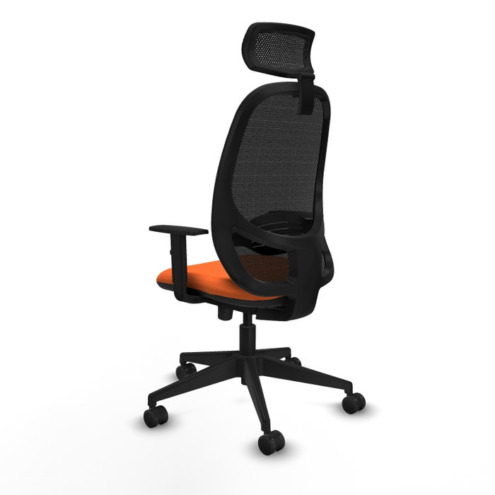 PIQUERAS Y CRESPO Silla de oficina Cilanco con mecanismo Sincro/Traslack, Tela Naranja y Malla Negra PIQUERAS Y CRESPO Silla de oficina Cilanco con mecanismo Sincro/Traslack, Tela Naranja y Malla Negra