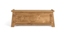 GINER Y COLOMER - Baúl de Madera de Teca Maciza 114 cm, Acabado Natural, Almacenaje o Banco para Dormitorio o Salón