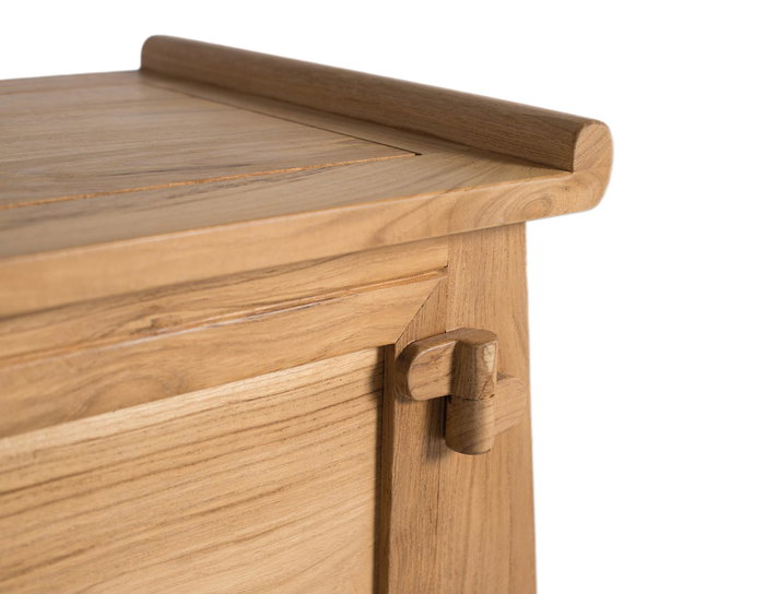 GINER Y COLOMER - Baúl de Madera de Teca Maciza 114 cm, Acabado Natural, Almacenaje o Banco para Dormitorio o Salón