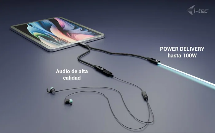 Cable i-tec usb-c splitter audio data 1x usb-c pd input 100w 1x usb-c 2.0 for audio mic or data 480mbps power delivery 100w Cable i-tec usb-c splitter audio data 1x usb-c pd input 100w 1x usb-c 2.0 for audio mic or data 480mbps power delivery 100w