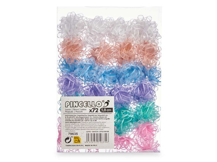 Pincello Lazos Visillo PVC 72 Unidades 6 Colores Pasteles 5,8 cm (Set de 12)