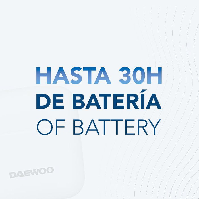 DAEWOO Auriculares Bluetooth TWS 5.4 Blancos con Carga, Batería Auricular 40 mAh y Caja 650 mAh