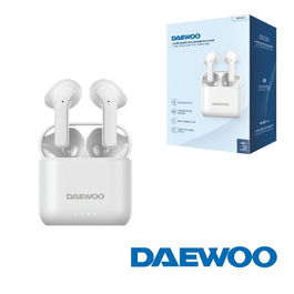 Daewoo Auriculares Inalámbricos TWS Bluetooth 5.4 Blanco con Indicador de Carga, Batería 40 mAh (auriculares) y 650 mAh (estuche)