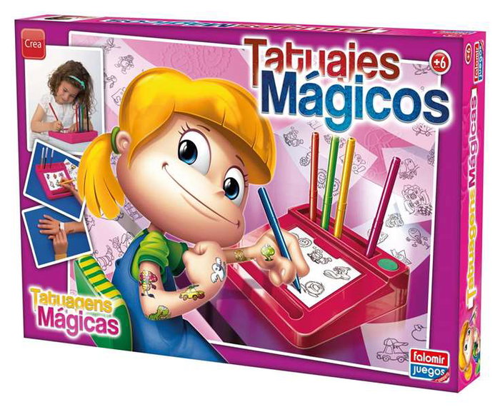 Falomir Juego Tatuajes Magicos Rosa 112 Tatuajes para Niños a partir de 6 años