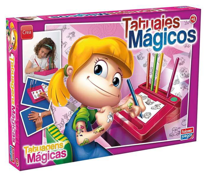 Falomir Juego Tatuajes Magicos Rosa 112 Tatuajes para Niños a partir de 6 años