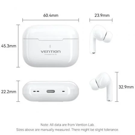 Vention Auriculares Bluetooth Echo Lite E11 True Wireless, Bluetooth 5.4, Autonomía 6h, Blancos