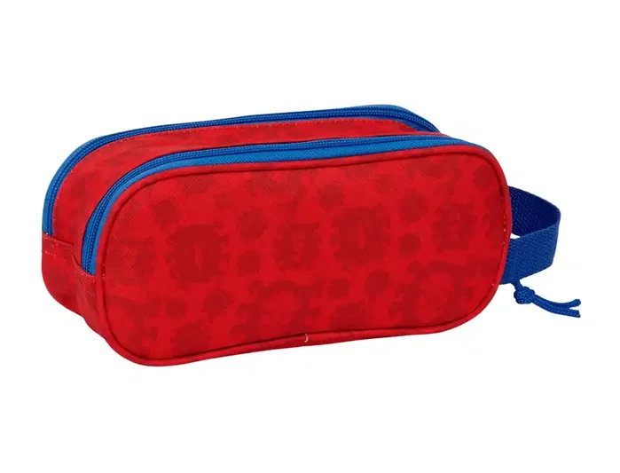 Safta Estuche Portatodo Bolso Escolar Doble con Cremallera, Diseño 3D Spiderman, Dimensiones 80x60x210 mm