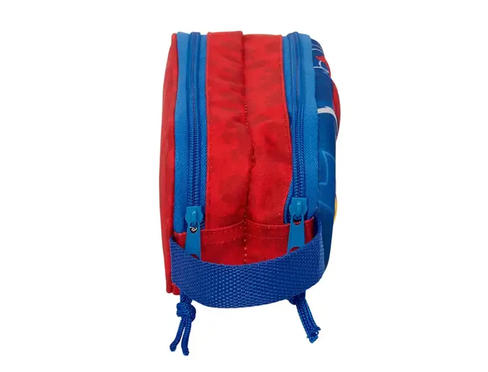Safta Estuche Portatodo Bolso Escolar Doble con Cremallera, Diseño 3D Spiderman, Dimensiones 80x60x210 mm
