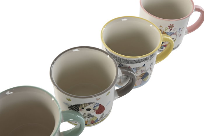 DKD Home Decor Tazas de Porcelana Animales 360ml Multicolor Surtido de 12 unidades