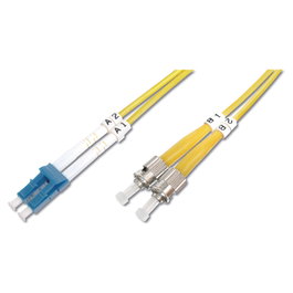 Digitus Cable de fibra óptica LC a ST dúplex OS2 de 2 m, Amarillo