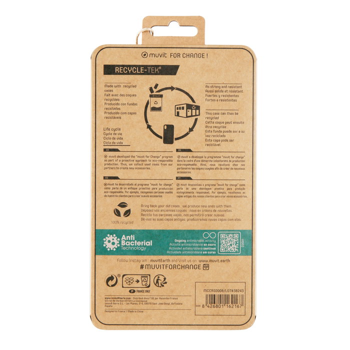 Muvit Funda Antibacteriana Recycletek para Apple iPhone - Fabricada con Materiales 100% Reciclados y Protección Antimicrobiana Muvit Funda Antibacteriana Recycletek para Apple iPhone - Fabricada con Materiales 100% Reciclados y Protección Antimicrobiana