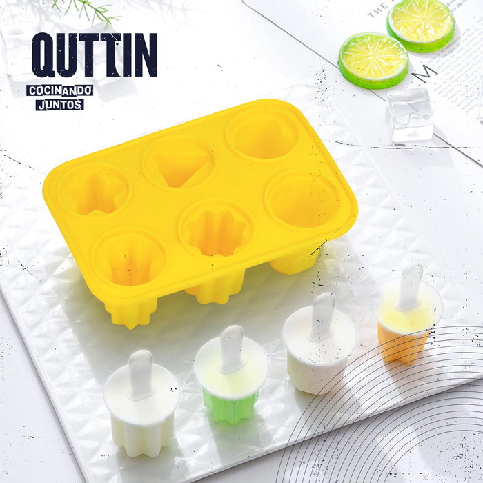 Quttin Molde para 6 Helados de Silicona, 18 cm Largo x 12 cm Ancho x 8.5 cm Alto (24 Unidades)