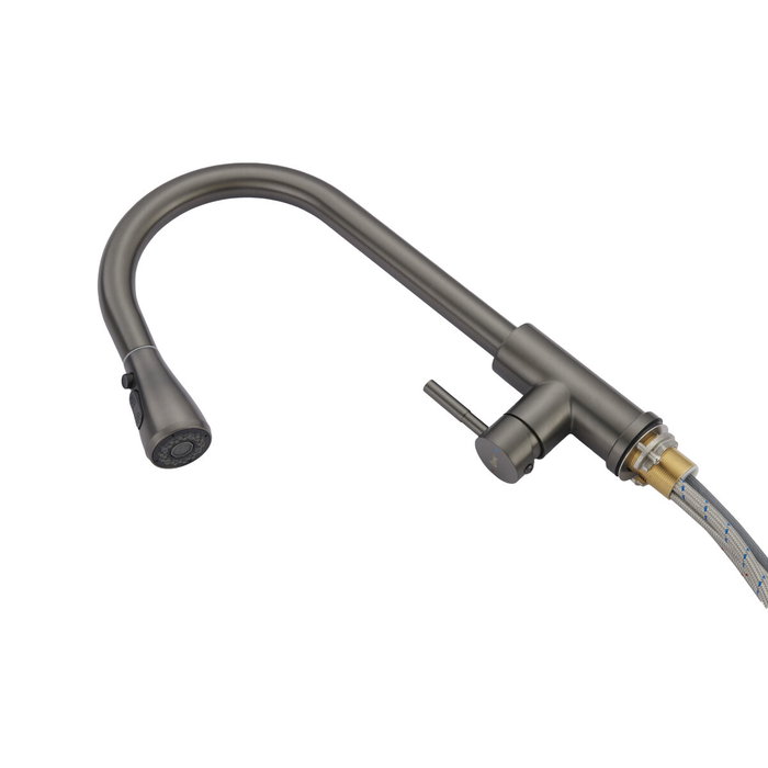 Grifo Monomando Fontastock Gris Acero Inoxidable Cerámico Forma de C