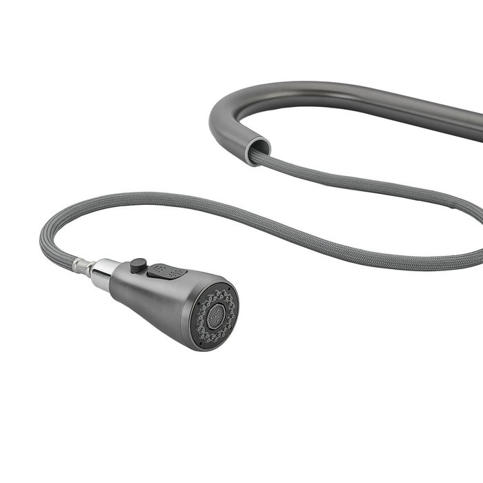 Grifo Monomando Fontastock Gris Acero Inoxidable Cerámico Forma de C