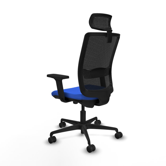 PIQUERAS Y CRESPO Silla de oficina Haches con mecanismo Sincro/Traslack, tela Azul y malla Negro