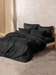 L'essentiel linge de maison Juego de Funda de Edredón Individual Ranforce 100% Algodón Negro 160x220cm