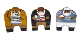 DKD Home Decor Figura de Madera Reciclada Marinero Surtido de 3 unidades
