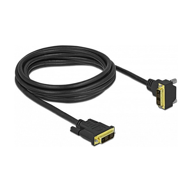 DeLOCK Cable DVI 85903 3 m, Macho a Macho, 18+1 Contactos, Chapado en Oro, Negro, HD 1920 x 1200, Conectores Angulados